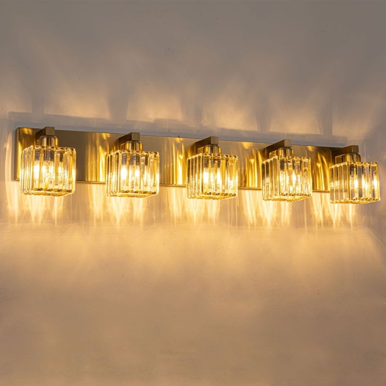 Applique murale de salle de bain à 2/3/4/5 lumières avec abat-jour en cristal