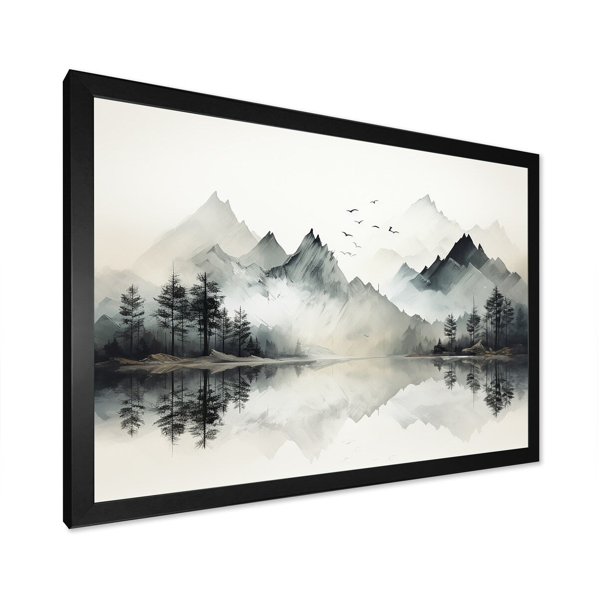 Designart Aquarelle Lac et Forêt Rêve I Paysage de Montagnes Toile Encadrée