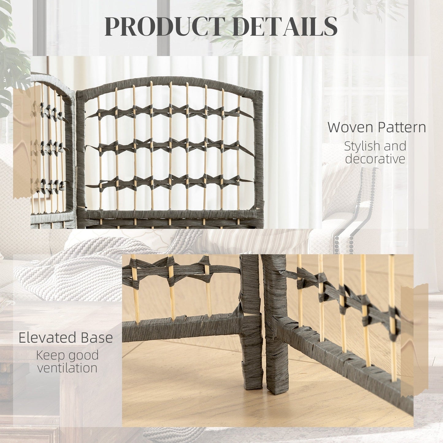 Cloison de séparation HOMCOM, panneau pliable de 1,70 m de haut, en fibre ondulée, autoportante, blanche.