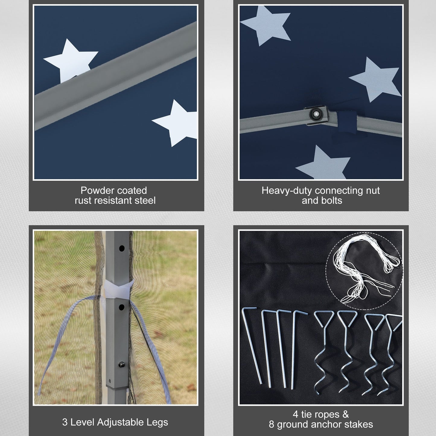 Chapiteau pliant robuste Outsunny 3 m x 3 m avec filets latéraux amovibles, montage facile, idéal pour les fêtes en extérieur.