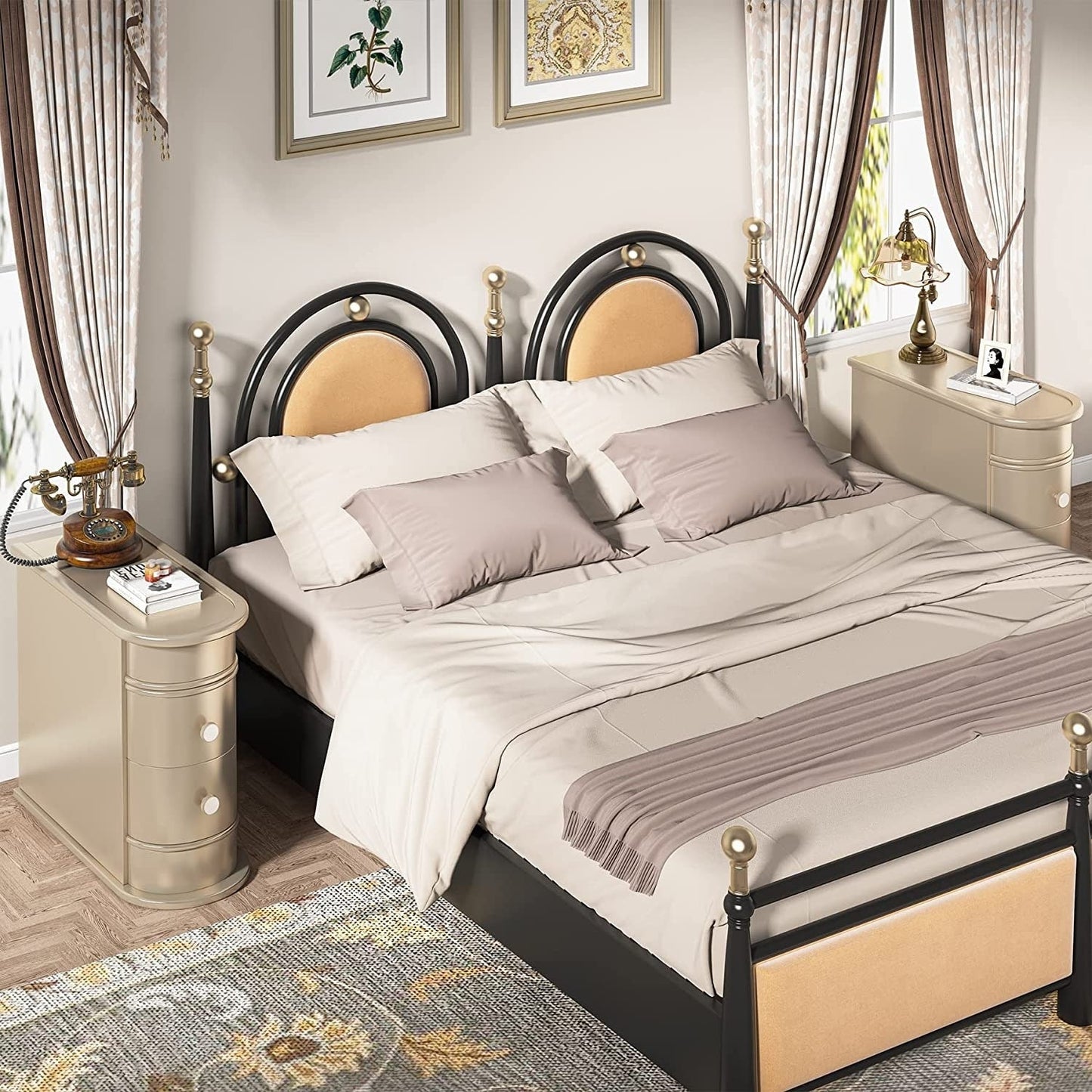 Table d'appoint en bois massif, table d'appoint étroite à deux tiroirs