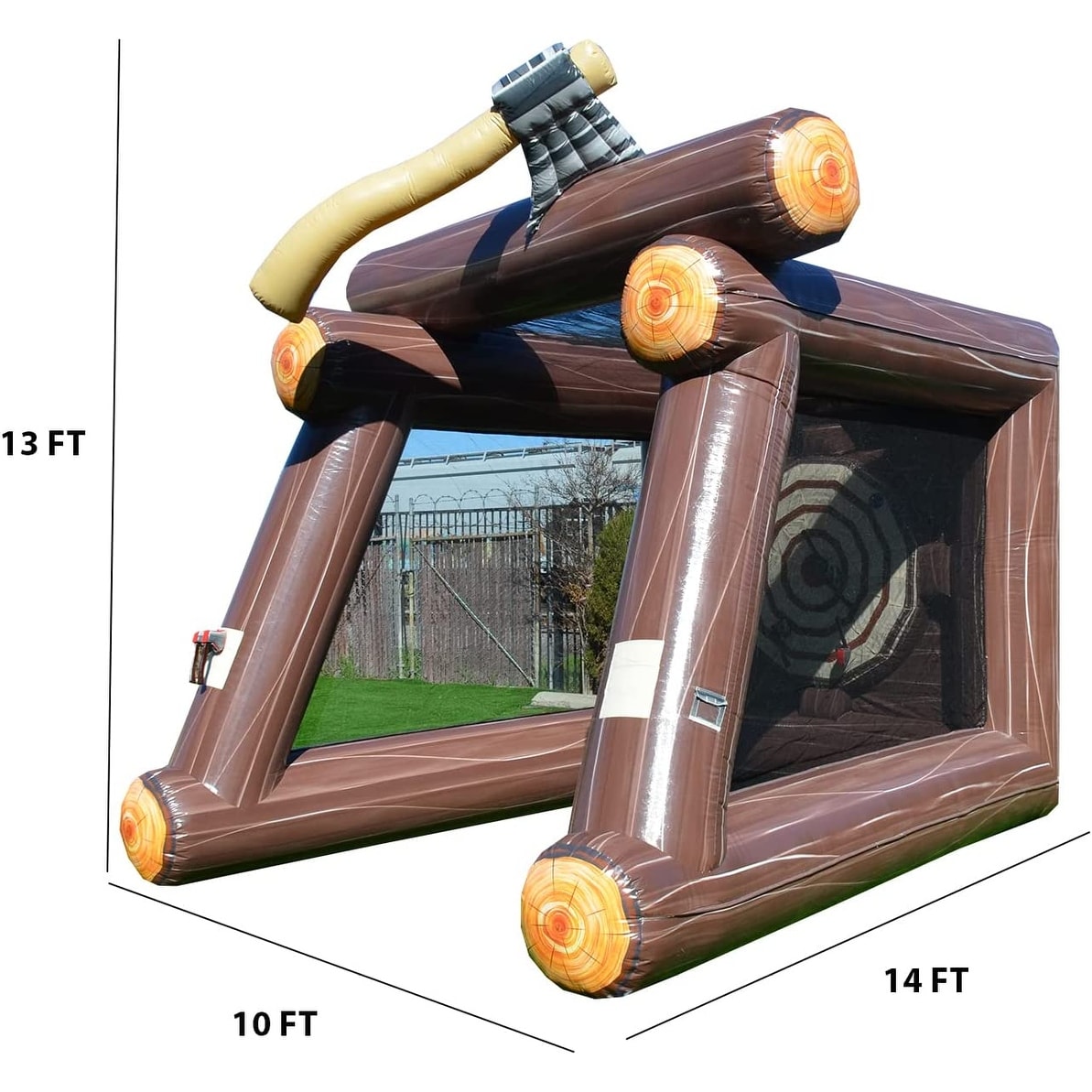 Jeu de lancer de haches gonflable XJUMP avec souffleur d'air et haches en mousse, location de qualité professionnelle, léger, jeu d'extérieur