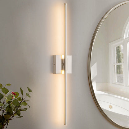 Applique murale LED linéaire moderne à 1 lumière, noire/dorée/nickel, à intensité variable, pour salle de bain.