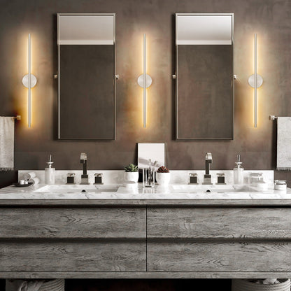 Applique murale LED linéaire moderne à 1 lumière, noire/dorée/nickel, à intensité variable, pour salle de bain.