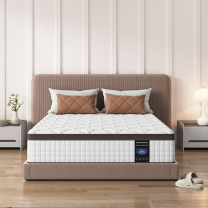 Matelas hybride en mousse à mémoire de forme 10 - Soutien ferme moyen avec ressorts renforcés pour soulager la pression, certifié CertiPUR-US