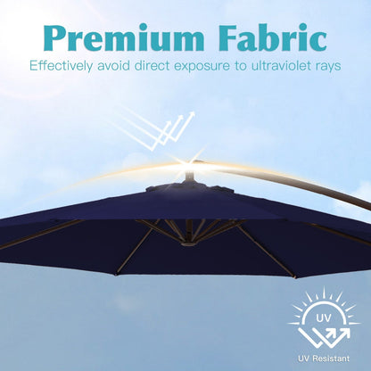 Parasol déporté à manivelle en acier de 10 pieds avec base lestée