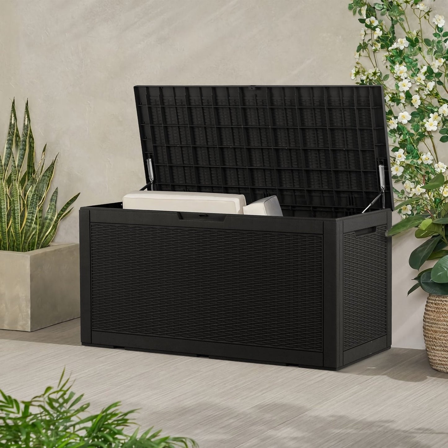 Coffre de rangement extérieur Walnew de 100 gallons en résine plastique