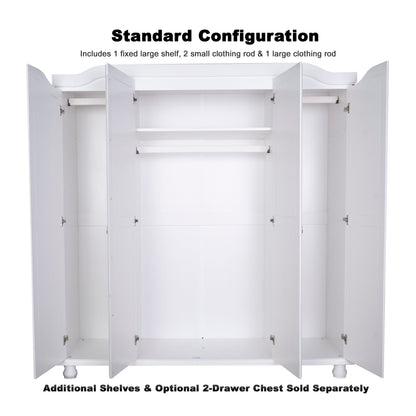 Armoire-penderie Kyle 4 portes de Palace Imports, 100 % bois massif, avec portes en bois massif ou miroir