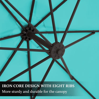 Parasol déporté suspendu à manivelle en acier de 3 m