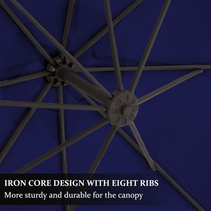 Parasol déporté suspendu à manivelle en acier de 3 m