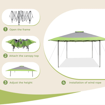 Gazebo de jardin renforcé escamotable avec rideau d'angle élégant - 13 x 13 pi