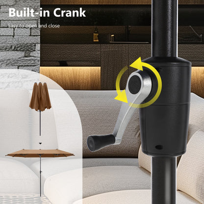 Parasol de terrasse double face extra large de 4 m (13 pi) avec manivelle, MAISON ARTS