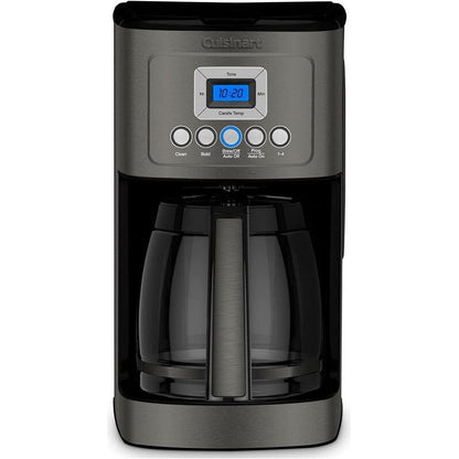 Cafetière programmable 14 tasses, carafe en verre, réglage de l'intensité de l'infusion, réglage de 1 à 4 tasses, acier inoxydable noir