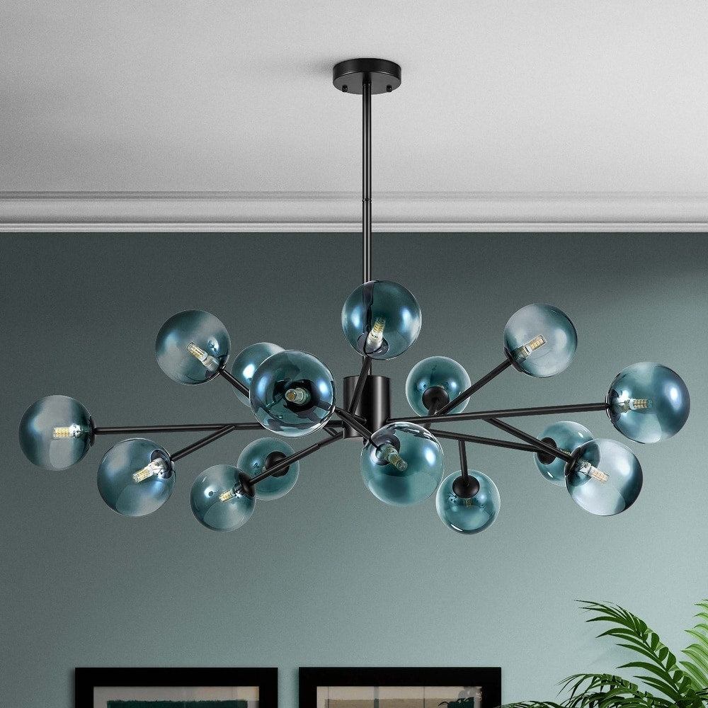 Lustre moderne Sputnik à bulles, grand format, noir ou doré, pour salle à manger