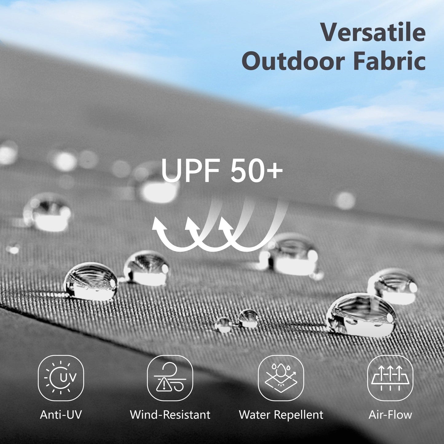 Parasol de marché d'extérieur rectangulaire à manivelle double face MAISON ARTS de 4,57 m (15 pi), avec éclairage solaire à DEL et base incluse