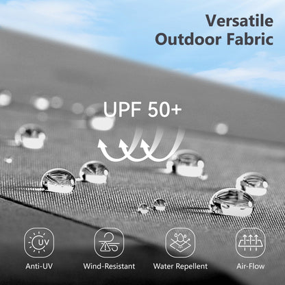 Parasol de marché d'extérieur rectangulaire à manivelle double face MAISON ARTS de 4,57 m (15 pi), avec éclairage solaire à DEL et base incluse