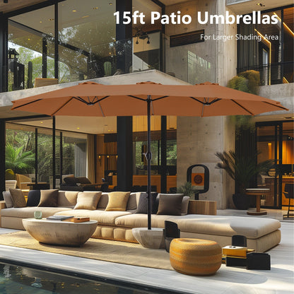 Parasol double face extra large de 4,57 m (15 pi) avec base incluse, MAISON ARTS