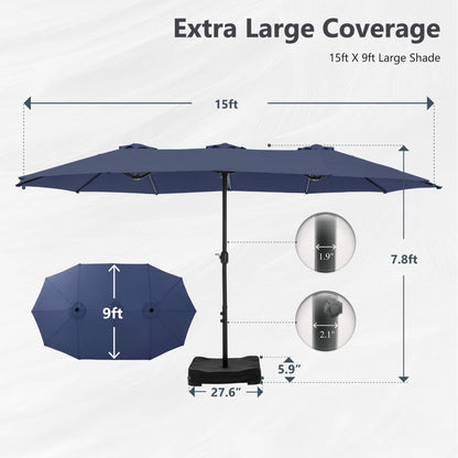 Parasol double face extra large de 4,57 m (15 pi) avec base incluse, MAISON ARTS