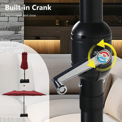 Parasol double face extra large de 4,57 m (15 pi) avec base incluse, MAISON ARTS