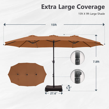 Parasol double face extra large de 4,57 m (15 pi) avec base incluse, MAISON ARTS