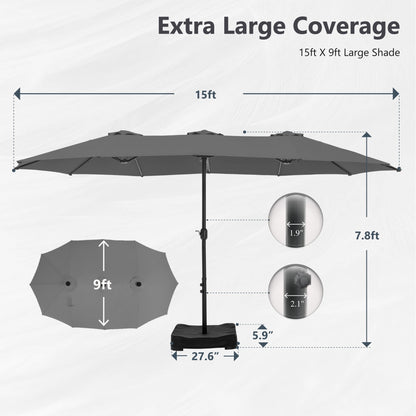 Parasol double face extra large de 4,57 m (15 pi) avec base incluse, MAISON ARTS