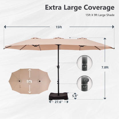 Parasol double face extra large de 4,57 m (15 pi) avec base incluse, MAISON ARTS