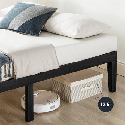 Cadre de lit plateforme classique en bois massif de 16 pouces, disponible en plusieurs finitions