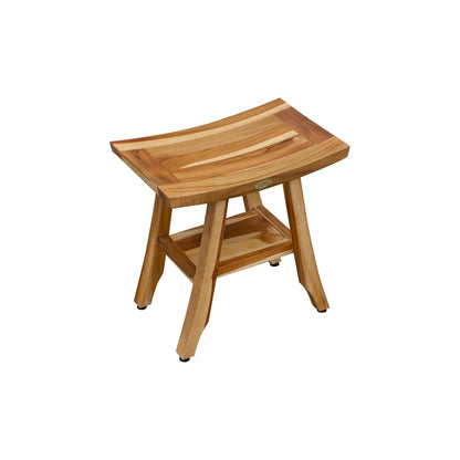 EcoDecors, Banc, Tabouret de douche, Siège de douche, Chaise de douche pour douche intérieure, Petit banc, Banc de douche en teck, Repose-pieds de douche
