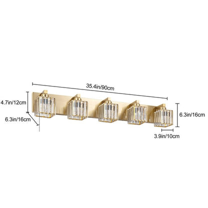 Applique murale de salle de bain à 2/3/4/5 lumières avec abat-jour en cristal