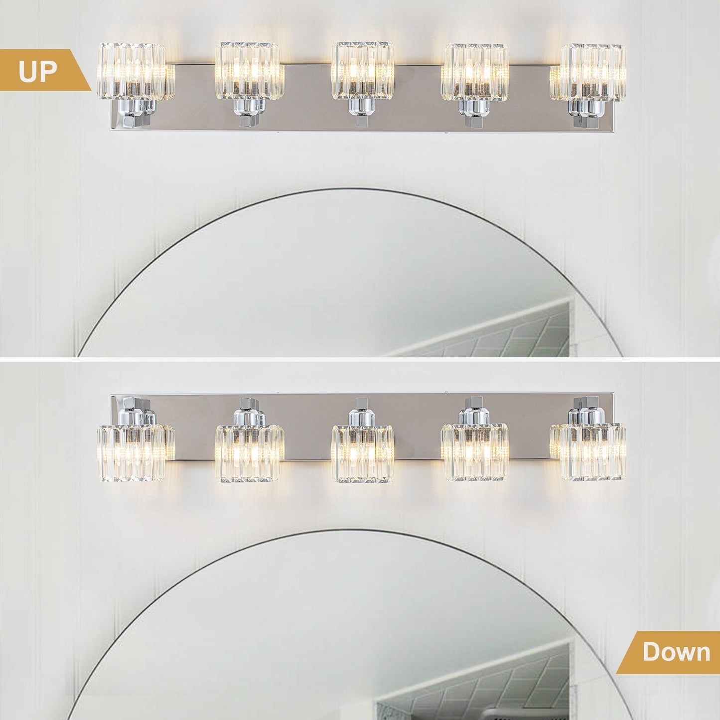 Applique murale de salle de bain à 2/3/4/5 lumières avec abat-jour en cristal