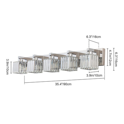 Applique murale de salle de bain à 2/3/4/5 lumières avec abat-jour en cristal