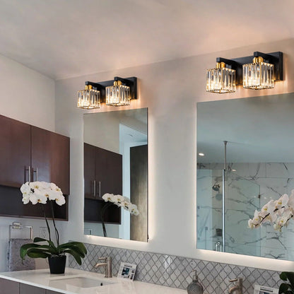 Applique murale de salle de bain à 2/3/4/5 lumières avec abat-jour en cristal