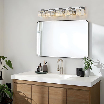 Applique murale de salle de bain à 2/3/4/5 lumières avec abat-jour en cristal