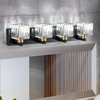 Applique murale de salle de bain à 2/3/4/5 lumières avec abat-jour en cristal
