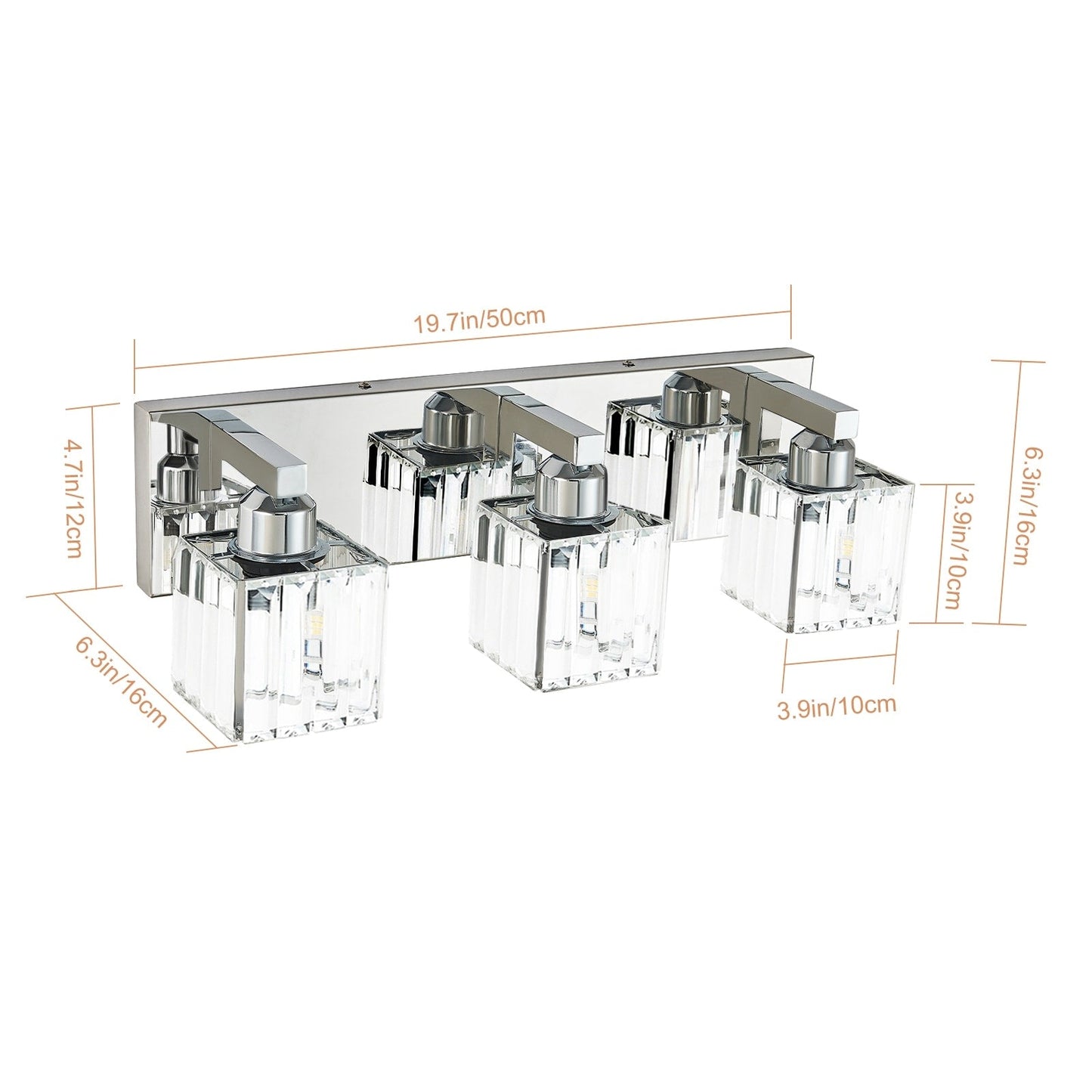 Applique murale de salle de bain à 2/3/4/5 lumières avec abat-jour en cristal