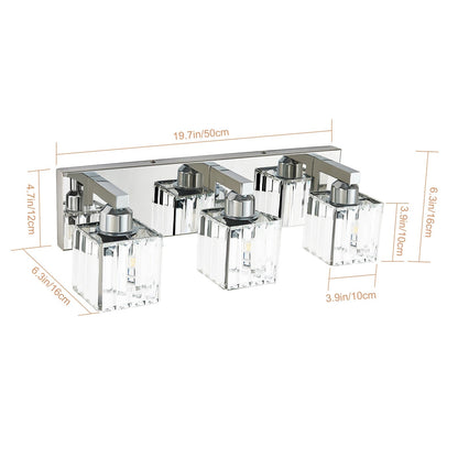 Applique murale de salle de bain à 2/3/4/5 lumières avec abat-jour en cristal