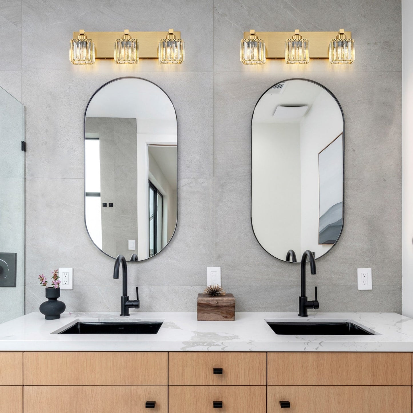 Applique murale de salle de bain à 2/3/4/5 lumières avec abat-jour en cristal