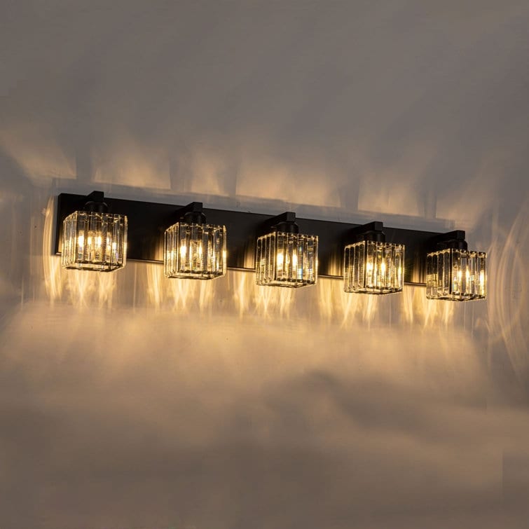 Applique murale de salle de bain à 2/3/4/5 lumières avec abat-jour en cristal