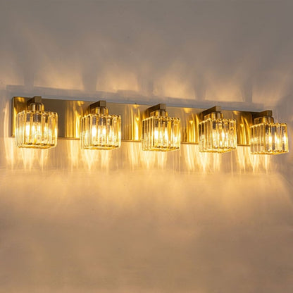 Applique murale de salle de bain à 2/3/4/5 lumières avec abat-jour en cristal