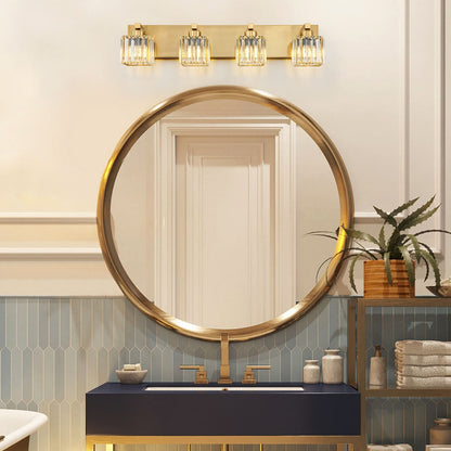 Applique murale de salle de bain à 2/3/4/5 lumières avec abat-jour en cristal