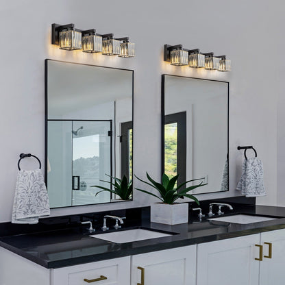 Applique murale de salle de bain à 2/3/4/5 lumières avec abat-jour en cristal