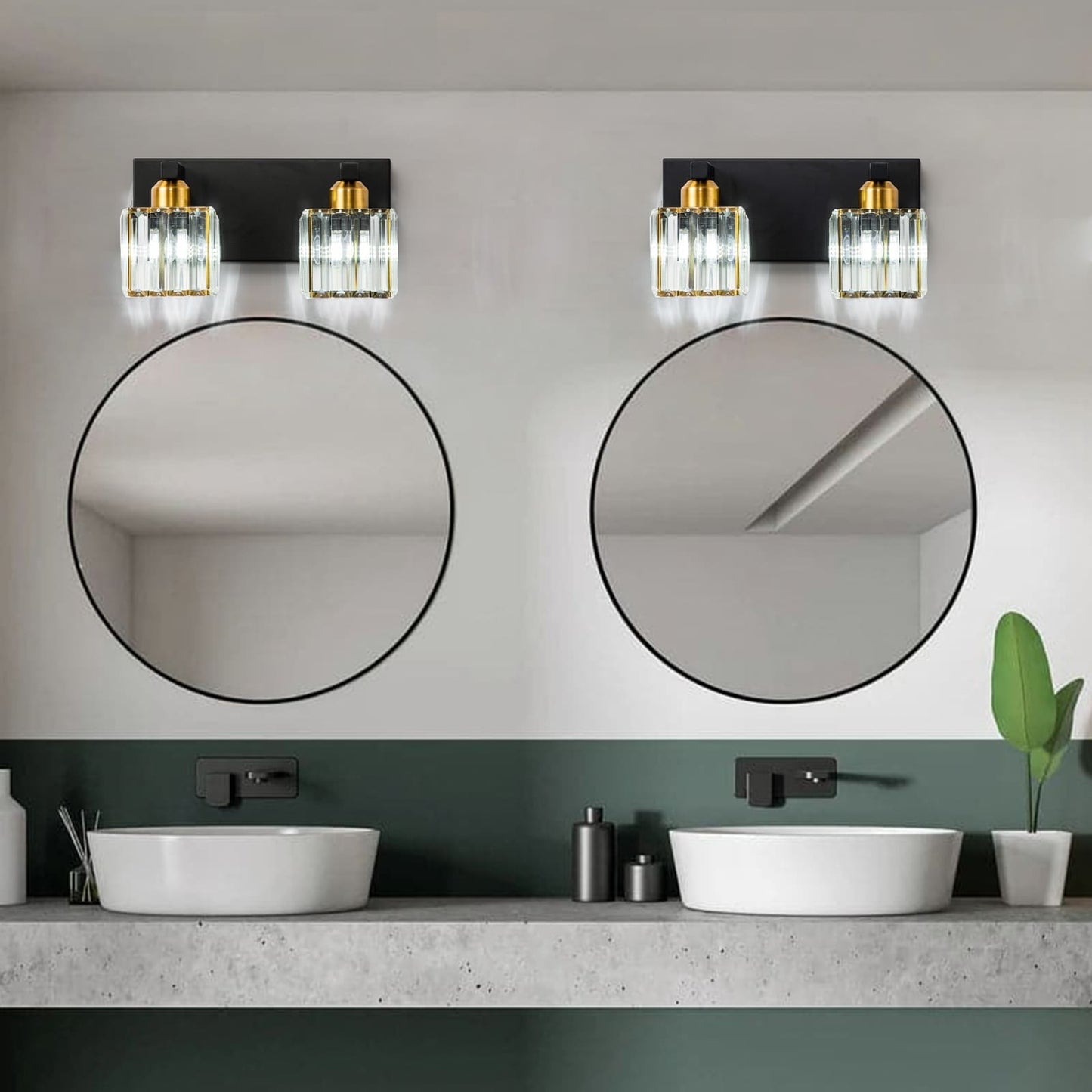 Applique murale de salle de bain à 2/3/4/5 lumières avec abat-jour en cristal