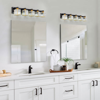 Applique murale de salle de bain à 2/3/4/5 lumières avec abat-jour en cristal