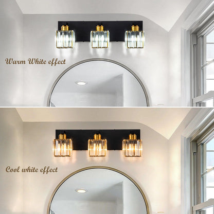 Applique murale de salle de bain à 2/3/4/5 lumières avec abat-jour en cristal