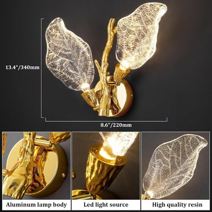 Applique murale KAYLA à 2 lumières en forme de feuille bionique