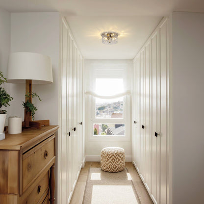 Plafonnier encastré à 2 lumières avec verre martelé transparent