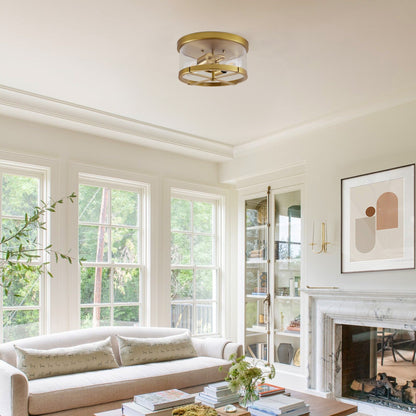 Plafonnier encastré à 2 lumières en verre transparent avec cadre en métal