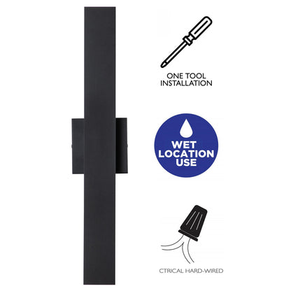 Applique murale extérieure LED en aluminium noir mat à 2 lumières C Cattleya