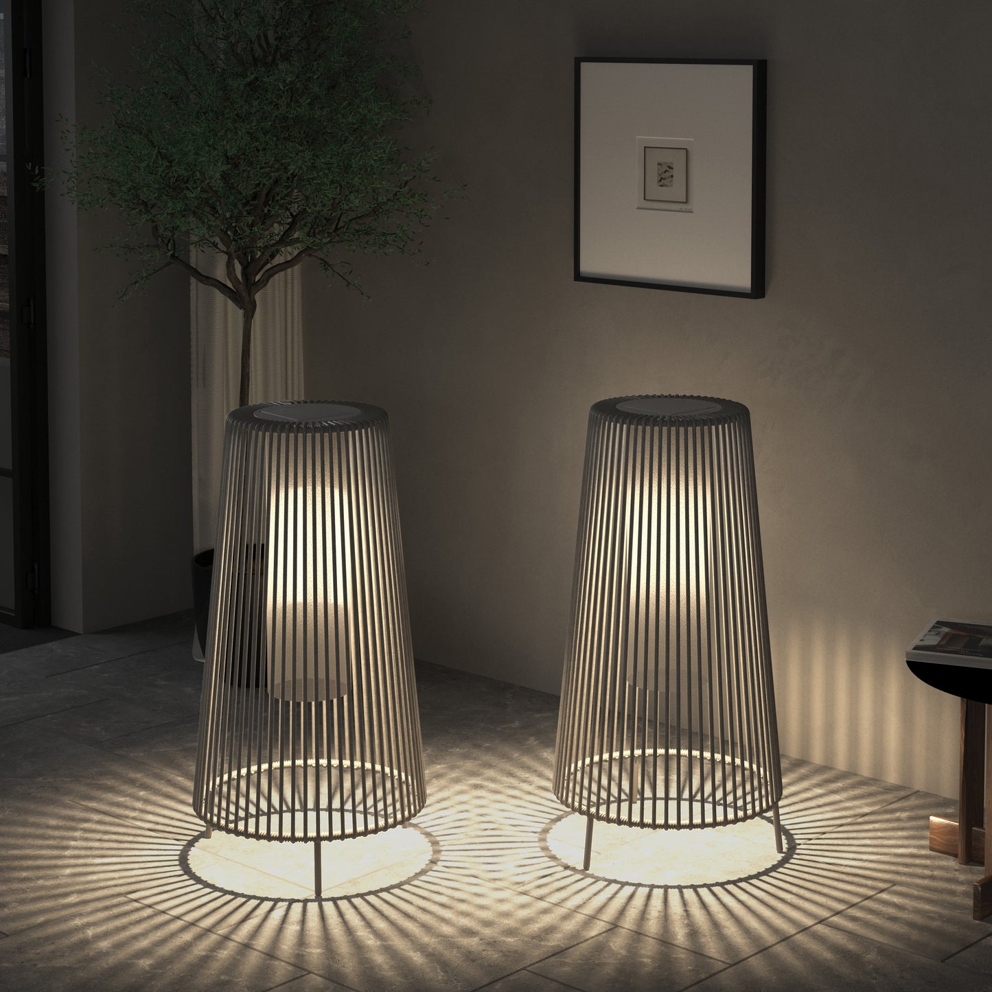Lot de 2 lampadaires solaires d'extérieur