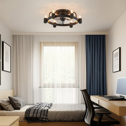 Ventilateur de plafond moderne de style ferme de 20 po, éclairage LED discret à encastrer avec télécommande pour salon